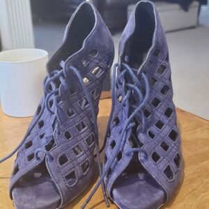 Zara Blue Suede Lace-Up Women's Boots